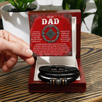 To My Dad Vegan Leather Bracelet Birthday, Father's Day Gift with Celtic-Inspired “Ocean Heart” Message Card