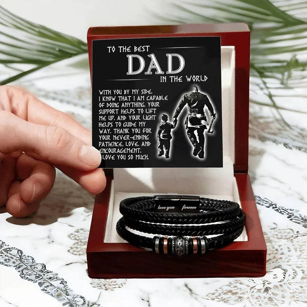 Gift for Dad Leather Bracelet Your Light Guides My Way