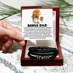 Bonus Dad Father's Day Gift - Men's Love You Forever Bracelet with Grateful Heart Message Card - Braided Vegan Leather Bracelet - Meaningful Stepdad Appreciation Gift
