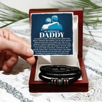 My Wonderful Daddy - Men's Vegan Leather Bracelet with Message Card - Meaningful Gift for Dad from Son or Daughter