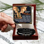 World's Most Powerful Father Gift - Men's Vegan Leather Bracelet with Majestic Dragon Strength Message Card - Unique Gift for Dad from Son or Daughter