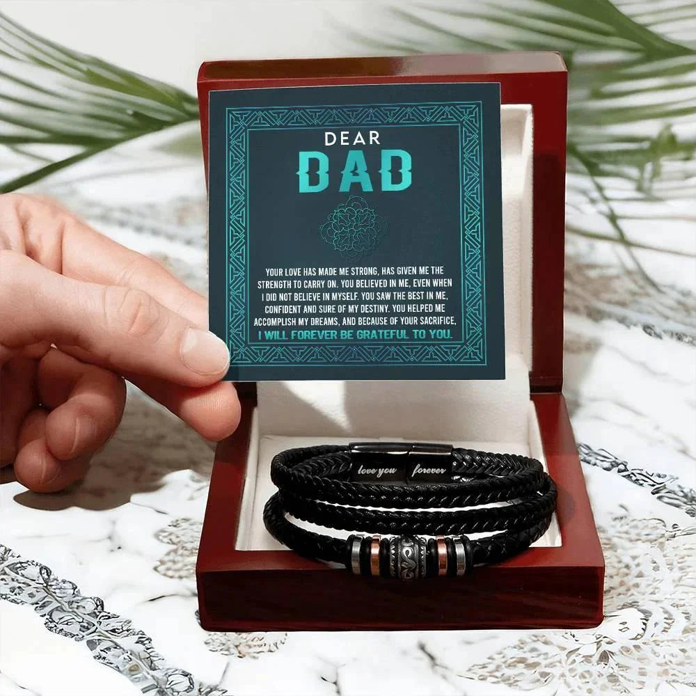 Dad I Am Grateful To You Leather Bracelet