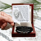Gift for Fur Dad Happy Pawther's Day Personalized Black Braided Leather Men's Bracelet