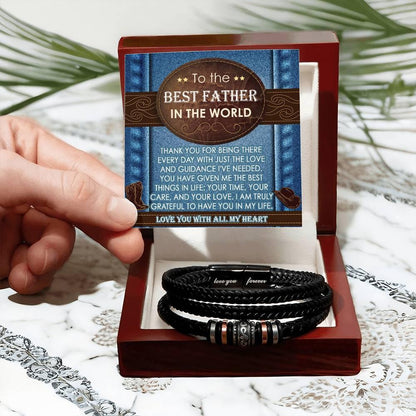 Dad Gift - All My Heart Cowboy Braided Leather Men's Bracelet - Mallard Moon Gift Shop