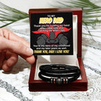 Dad Gift - To My Hero Dad Catching Me When I Fell - Braided Leather Men's Bracelet