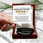 Gift for Fur Dad Belly Rubber Black Braided Leather Men's Bracelet
