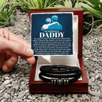 My Wonderful Daddy - Men's Vegan Leather Bracelet with Message Card - Meaningful Gift for Dad from Son or Daughter