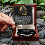 To My Dad from Daughter Birthday, Father's Day Gift - Men's Vegan Leather Bracelet with First Love Message Card