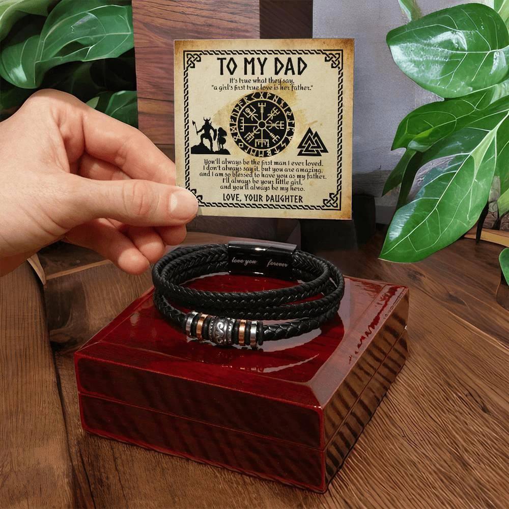 To My Dad - A Girl's First Love is Her Father Leather Bracelet