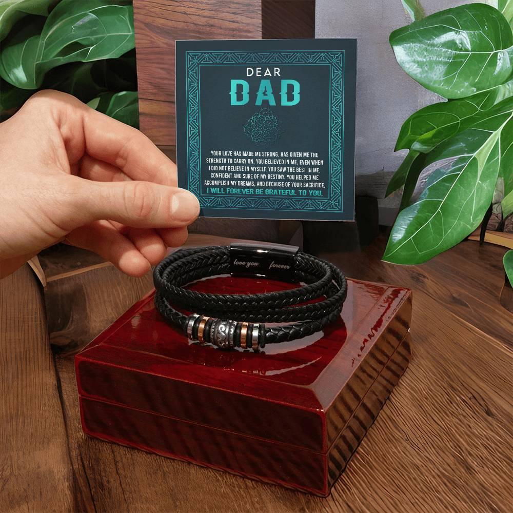 Dad I Am Grateful To You Leather Bracelet - Mallard Moon Gift Shop