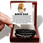 Bonus Dad Father's Day Gift - Men's Love You Forever Bracelet with Grateful Heart Message Card - Braided Vegan Leather Bracelet - Meaningful Stepdad Appreciation Gift