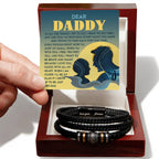Dear Daddy Men's Vegan Leather Bracelet Birthday, Father's Day Gift with Heartfelt “Just Like You” Message Card for Dad from Son or Daughter