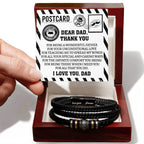 Dad Postcard Gift-Thank You for Teaching Me to Spread My Wings -Braided Leather Men's Bracelet