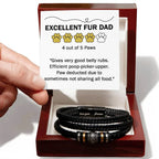 Gift for Fur Dad Belly Rubber Black Braided Leather Men's Bracelet