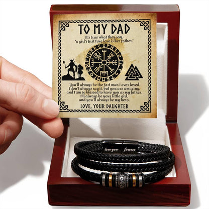 To My Dad - A Girl's First Love is Her Father Leather Bracelet - Mallard Moon Gift Shop