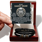 To My Daddy Bear Leather Bracelet with Message Card – Unwavering Belief & Support – Father's Day, Birthday, or Christmas Gift for Dad