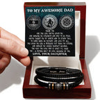 To My Awesome Dad Viking Strong Princess Braided Leather Bracelet Gift from Daughter - Norse Rune Strength & Love Message Gift for Father's Day Birthday or Christmas
