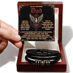 To My Awesome Dad Vegan Leather Bracelet Birthday, Father's Day Gift with Norse-Inspired “Always Present Guide" Message Card -