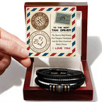 To the Best Taxi Driver – Funny Father’s Day Leather Bracelet Gift for Dad – From the Bravest Bug Hunter to the Most Generous Bank I Know – Black Braided Engraved Dad Bracelet with Gift Box
