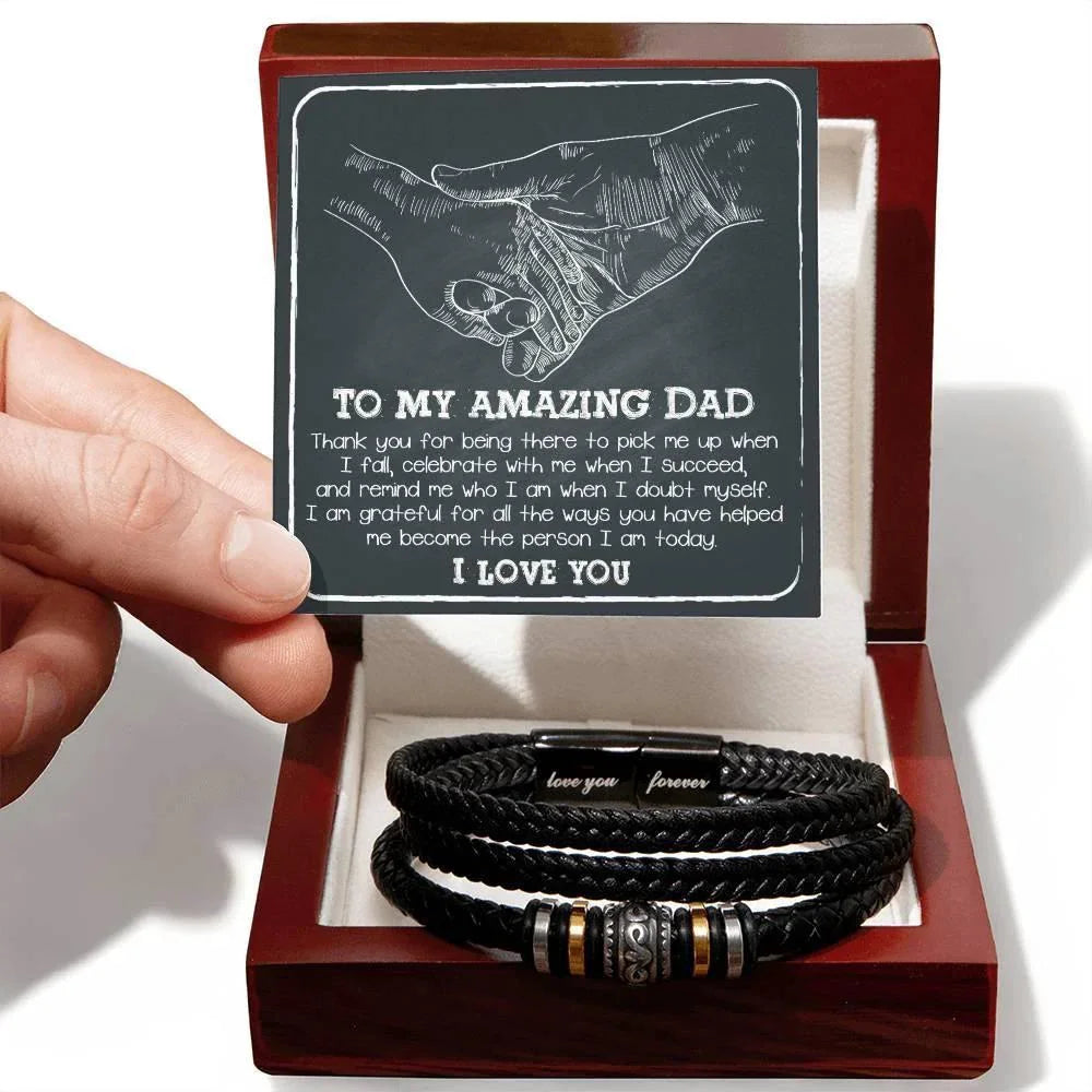 To My Amazing Dad You-Pick Me Up When I Fall Leather Bracelet Gift for Father