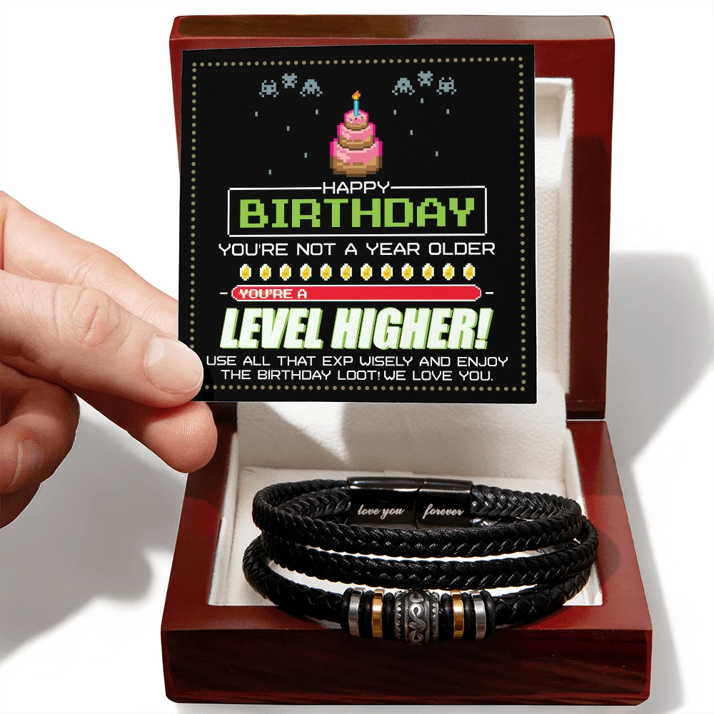 Birthday Gift for Him - Love You Forever Men's Bracelet – Braided Leather Stylish Jewelry for Husband, Son, or Boyfriend