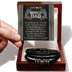Gift for Bonus Dad I am Grateful You are in My Life Men's Braided Leather Bracelet