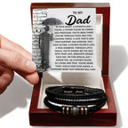 To My Dad Men's Vegan Leather Bracelet Birthday, Father's Day Gift with Heartfelt “Father Figure” Message Card -