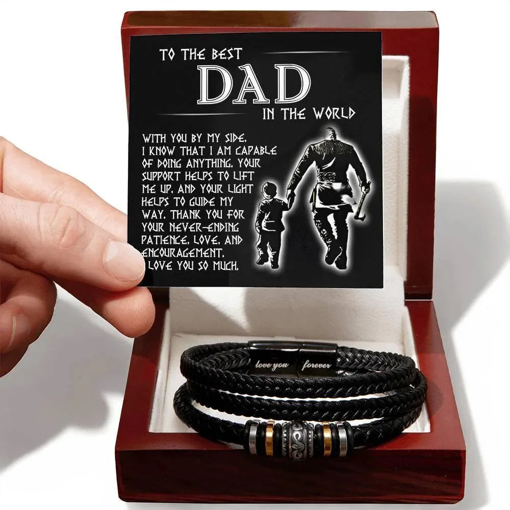 Gift for Dad Leather Bracelet Your Light Guides My Way