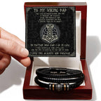 Dad Gift - To My Viking Dad The Love Between A Father And Son Braided Leather Men's Bracelet