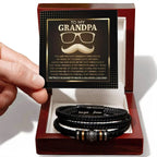 To My Grandpa - My Rock My Guiding Light My Hero Men's Leather Bracelet
