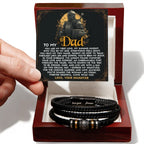 To My Dad from Daughter Birthday, Father's Day Gift - Men's Vegan Leather Bracelet with First Love Message Card