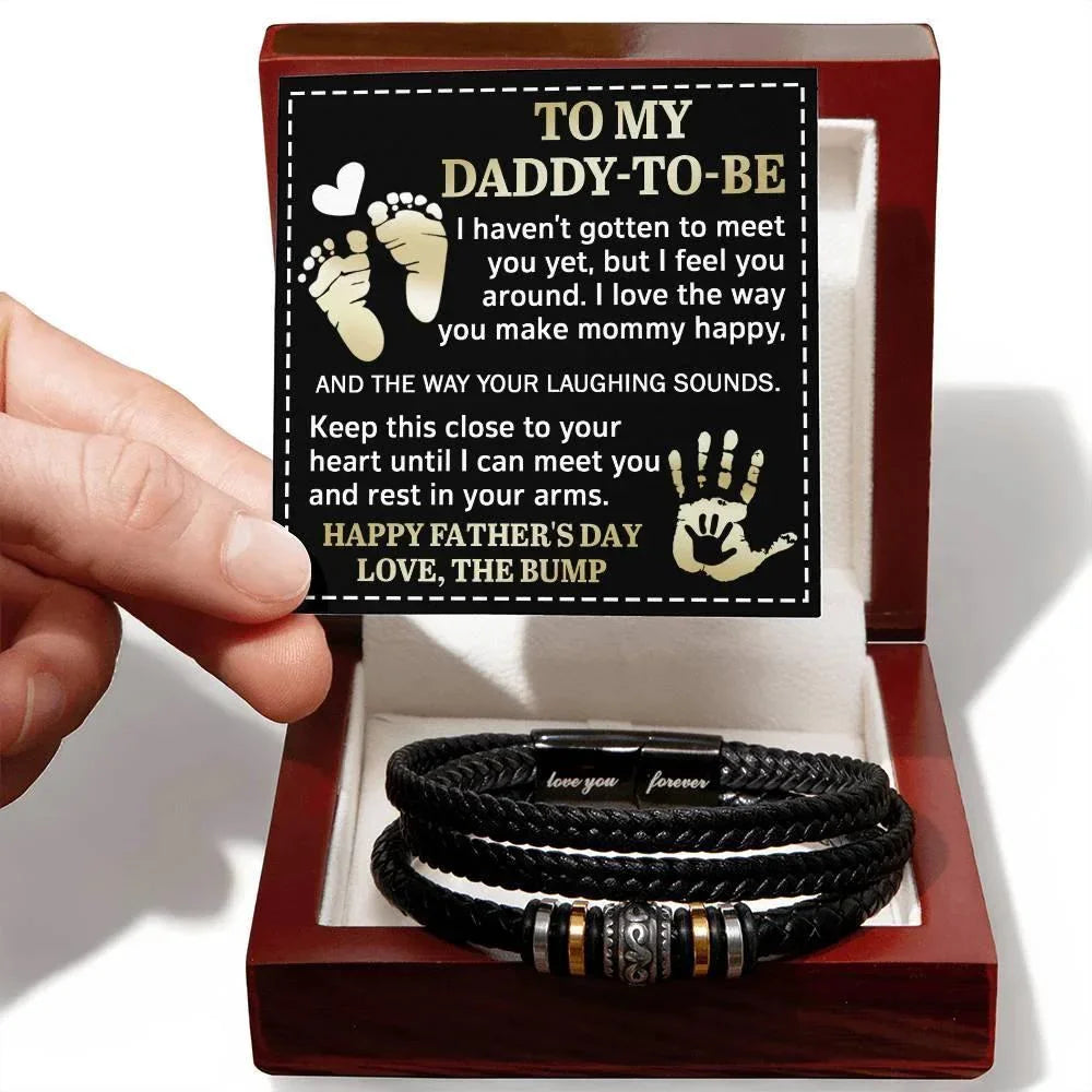 To My Daddy-To-Be Keep This Close To Your Heart Braided Bracelet
