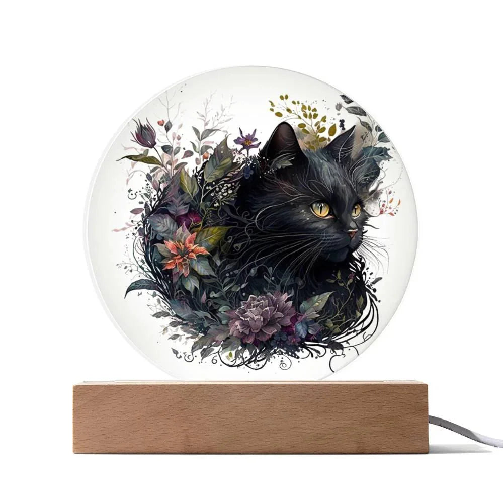 Halloween's Haunting Feline: Black Cat Acrylic Plaque