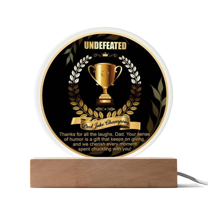 Dad Joke Undefeated Champion Acrylic Plaque Award - Mallard Moon Gift Shop