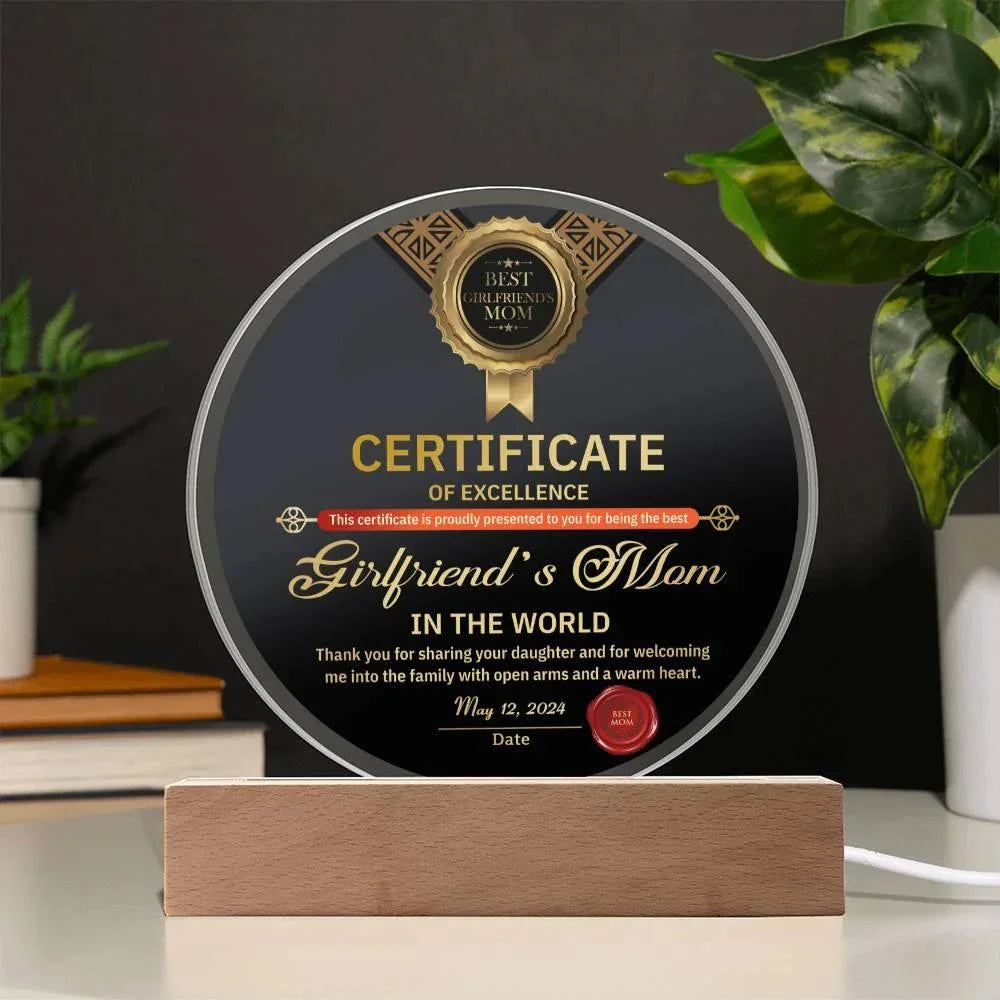 Mother's Day Gift for your Girlfriend's Mom Round Acrylic Plaque