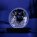 Moonlit Mystery: Black Cat Acrylic Plaque Showcase