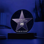 World’s Greatest Dad “Star of Fame” Round Acrylic LED Plaque – Hollywood-Inspired Gift for Father’s Day or Birthday