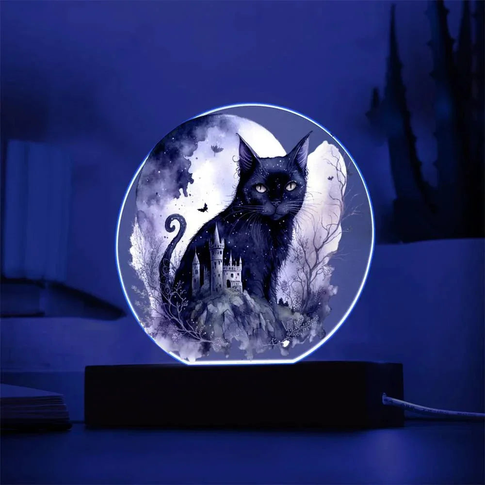 Feline's Halloween Haunt: Acrylic Plaque Halloween Lighted Decor