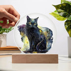 Midnight Purr: Black Cat's Acrylic Plaque Halloween Decor