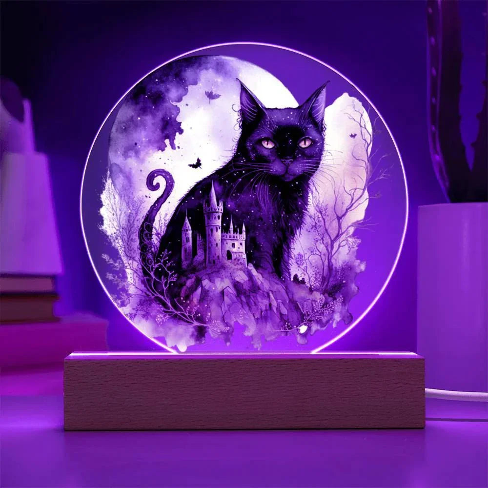 Feline's Halloween Haunt: Acrylic Plaque Halloween Lighted Decor