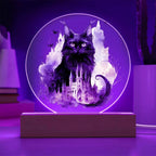 Halloween Charm: Enchanted Black Cat Acrylic Plaque