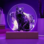 Midnight Purr: Black Cat's Acrylic Plaque Halloween Decor