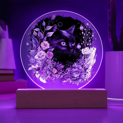 Moonlit Mystery: Black Cat Acrylic Plaque Showcase - Mallard Moon Gift Shop