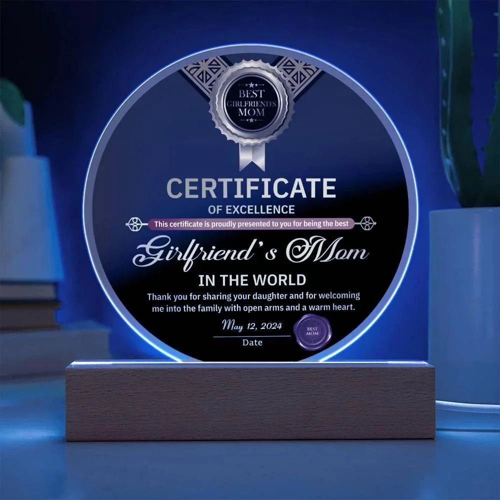Mother's Day Gift for your Girlfriend's Mom Round Acrylic Plaque