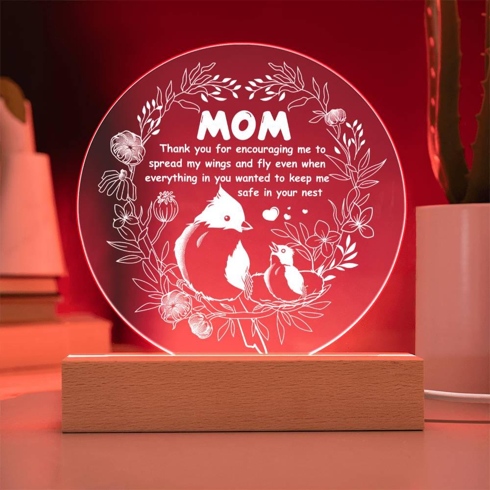 Gift for Mom Acrylic Plaque with Heartfelt Message Thank You for Encouraging Me to Spread My Wings and Fly - Mallard Moon Gift Shop