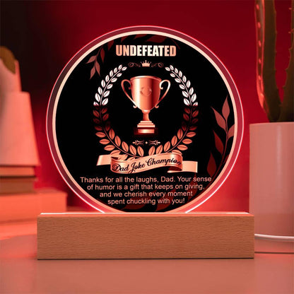 Dad Joke Undefeated Champion Acrylic Plaque Award - Mallard Moon Gift Shop