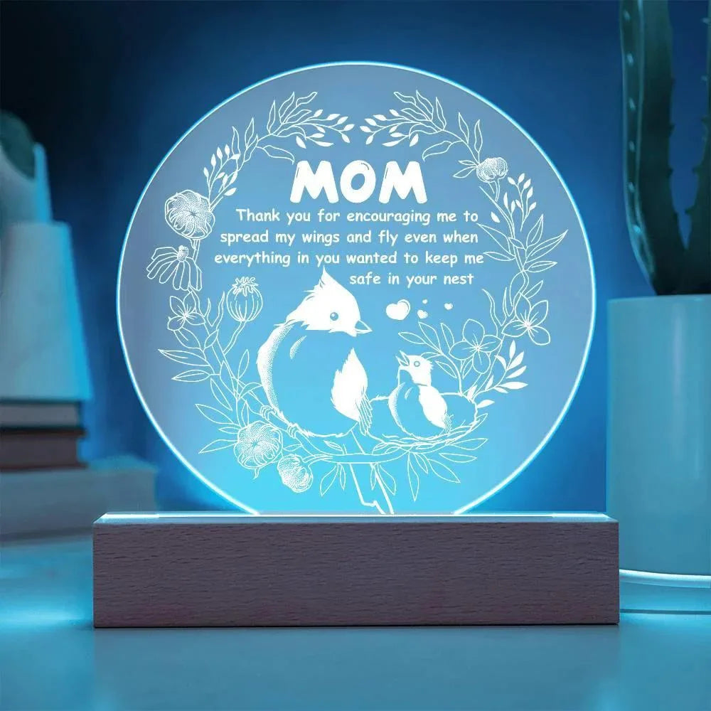 Gift for Mom Acrylic Plaque with Heartfelt Message Thank You for Encouraging Me to Spread My Wings and Fly