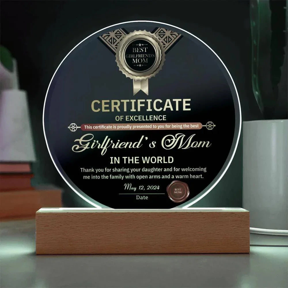 Mother's Day Gift for your Girlfriend's Mom Round Acrylic Plaque
