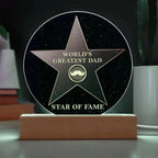 World’s Greatest Dad “Star of Fame” Round Acrylic LED Plaque – Hollywood-Inspired Gift for Father’s Day or Birthday