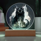 Halloween Charm: Enchanted Black Cat Acrylic Plaque